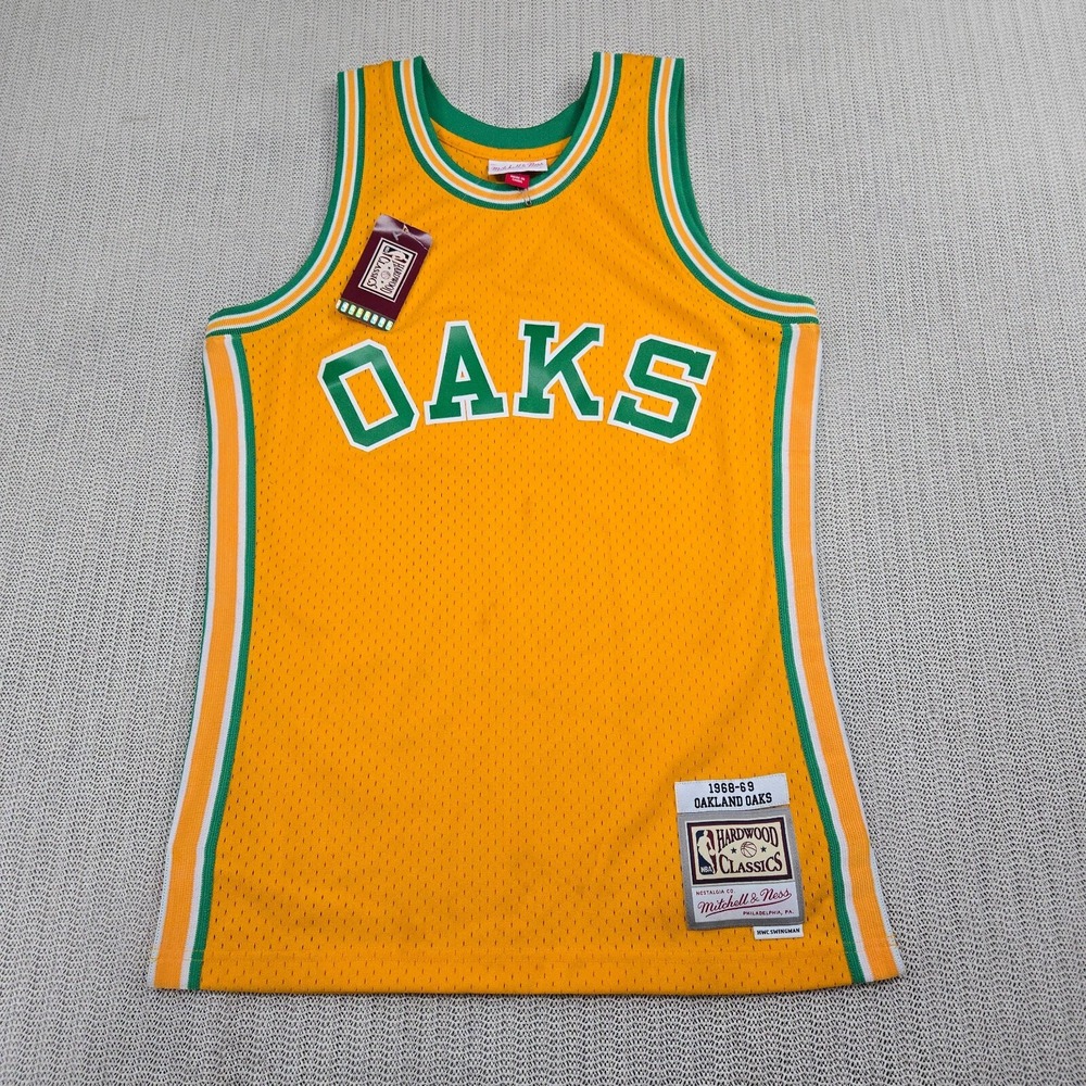 Mitchell & Ness Oakland Oaks Basketball Jersey Mens Small Yellow ABA Retro Swing